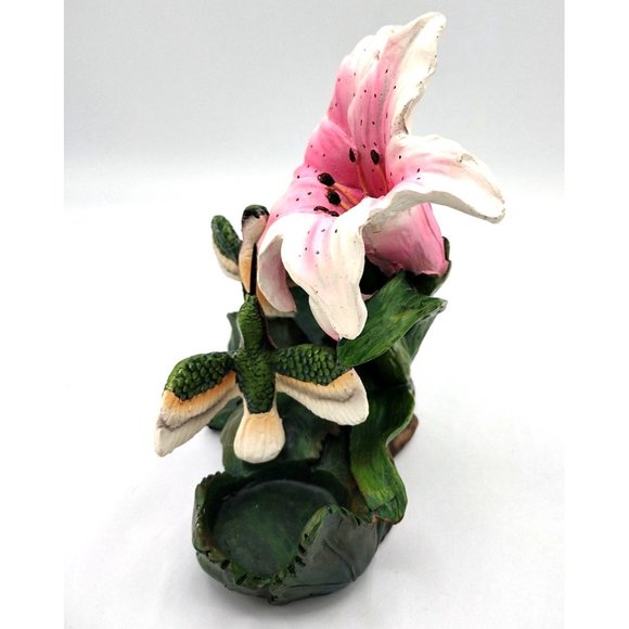 Hummingbird Votive Candle Holder Floral Marked DWK 2010 on back 6 Inches Tall - Picture 12 of 14
